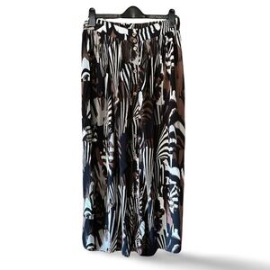 Paul Brial Black And White Zebra Maxi Button Down Skirt Size Large